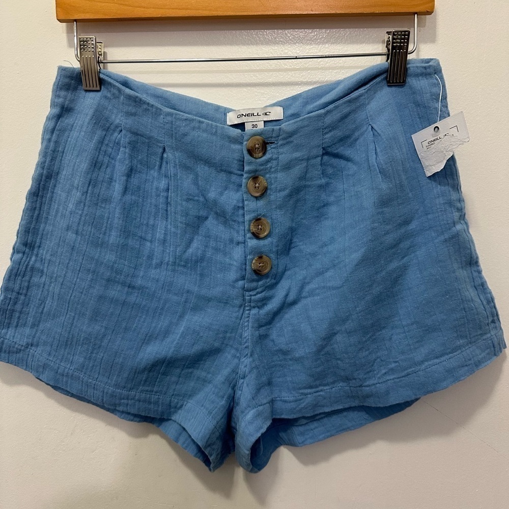 NEW! O’NEILL Crinkle Buttoned Up Cotton Shorts Sz 30